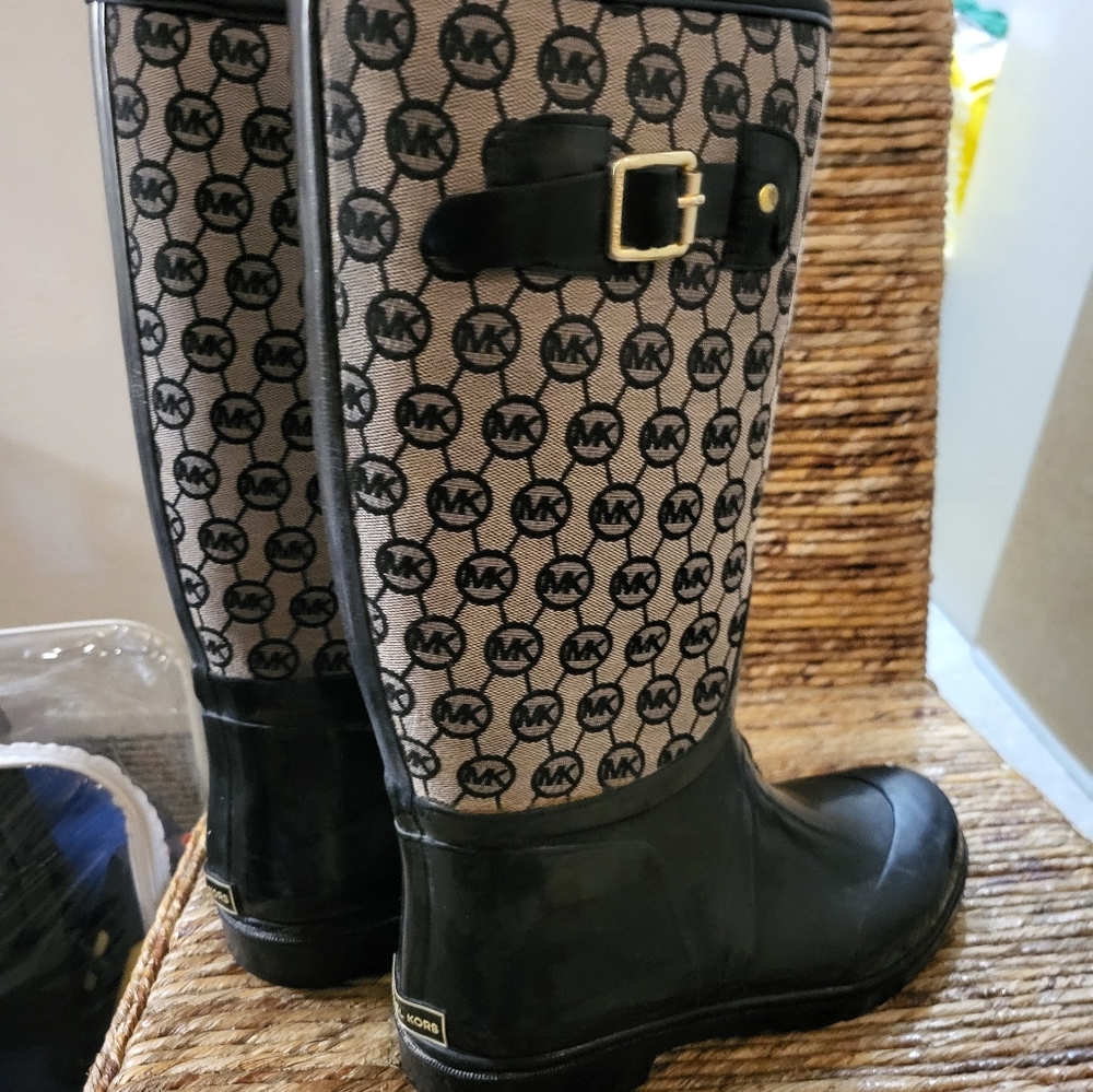 Michael Kors Black and Gray Rain Boots